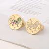 Copper Inlay Lion Zircon Open Rings