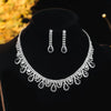 Copper Inlay Water Droplets Tassel Rhinestones Earrings Necklace Jewelry Set