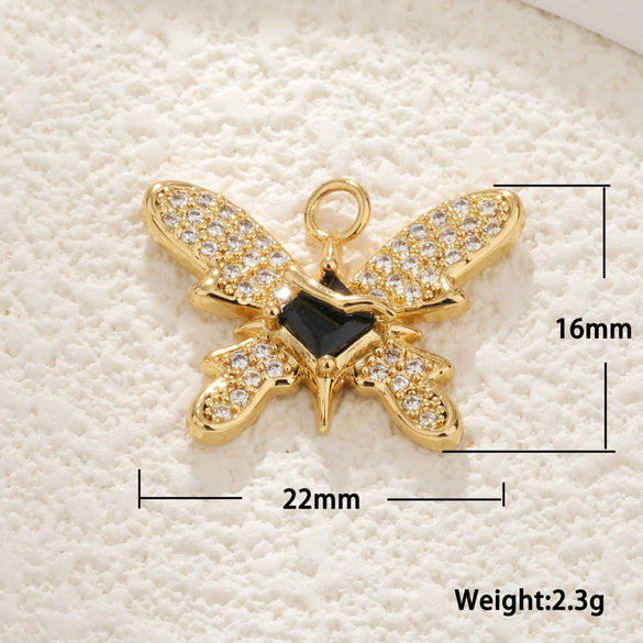 Copper Jewelry Accessories Bee Pendant Inlaid With White Shell And Zircon Electroplated Real Gold Colorpreserving