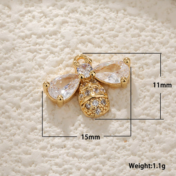 Copper Jewelry Accessories Bee Pendant Inlaid With White Shell And Zircon Electroplated Real Gold Colorpreserving
