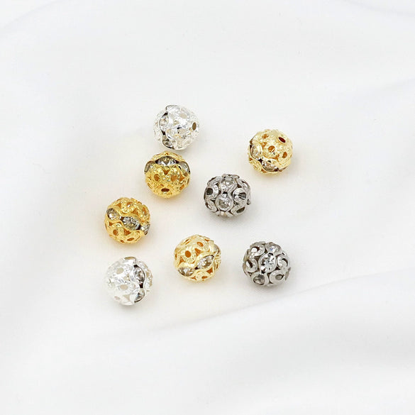 Copper Jewelry Accessories Electroplated Microinlaid Rhinestones Loose Beads Geometric Style