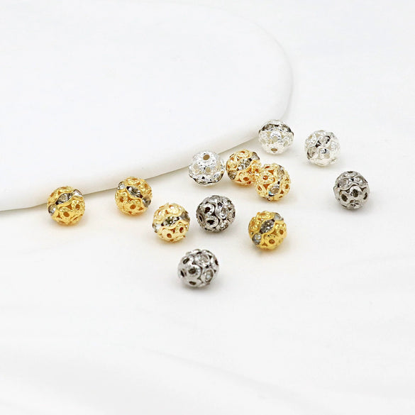 Copper Jewelry Accessories Electroplated Microinlaid Rhinestones Loose Beads Geometric Style