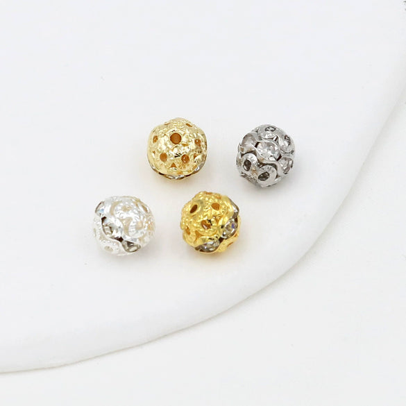 Copper Jewelry Accessories Electroplated Microinlaid Rhinestones Loose Beads Geometric Style