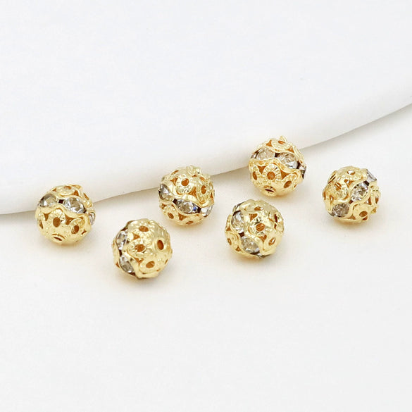 Copper Jewelry Accessories Electroplated Microinlaid Rhinestones Loose Beads Geometric Style