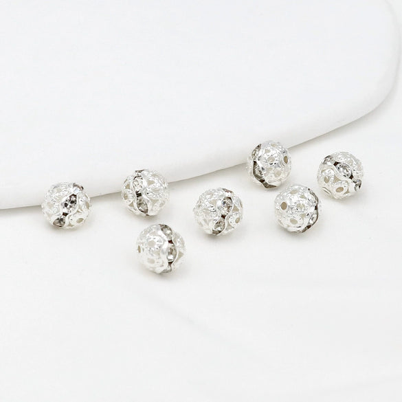 Copper Jewelry Accessories Electroplated Microinlaid Rhinestones Loose Beads Geometric Style