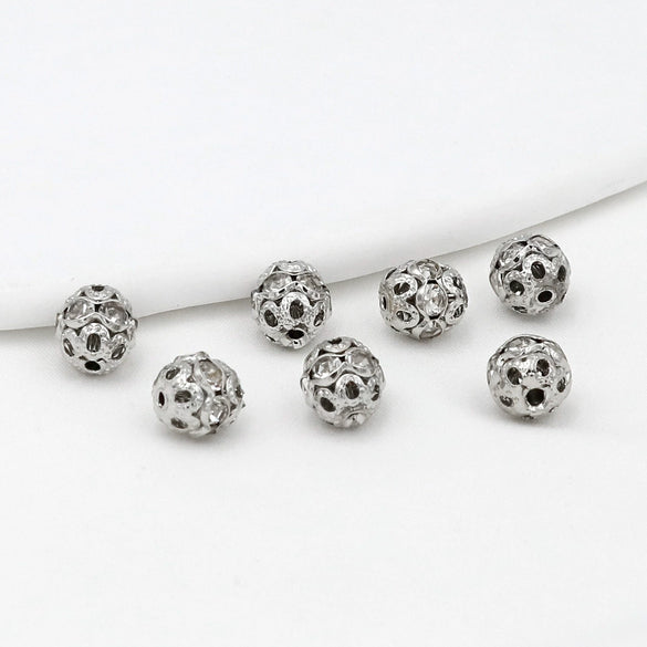 Copper Jewelry Accessories Electroplated Microinlaid Rhinestones Loose Beads Geometric Style