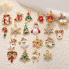 Copper Jewelry Accessories Mini Christmas Pendant With Dripping Oil Elk Snowman Bell And Flower Cartoon Characters