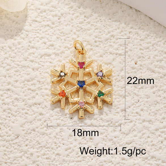 Copper Jewelry Accessories Mini Christmas Pendant With Dripping Oil Elk Snowman Bell And Flower Cartoon Characters