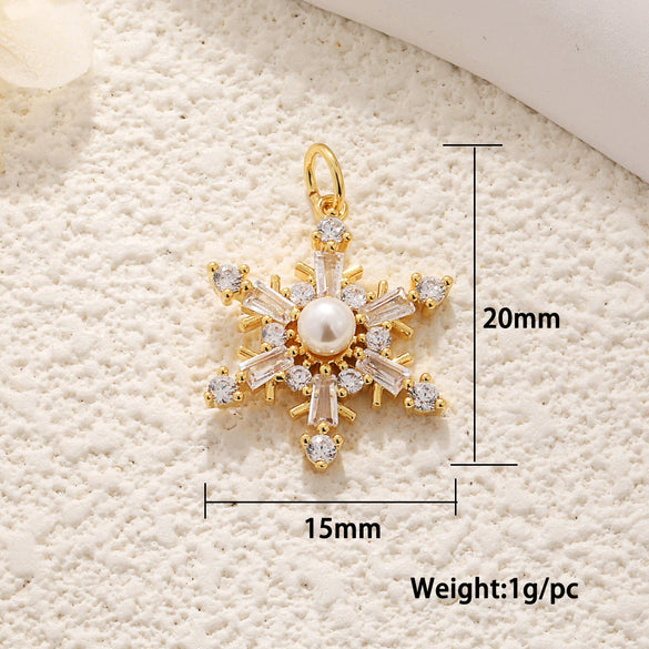 Copper Jewelry Accessories Mini Christmas Pendant With Dripping Oil Elk Snowman Bell And Flower Cartoon Characters