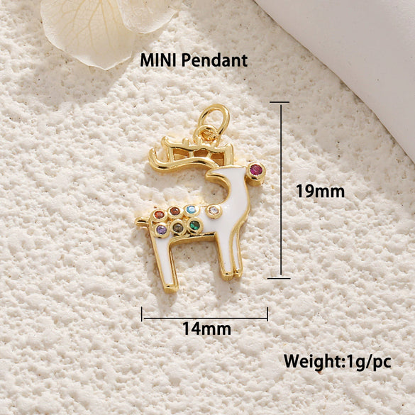 Copper Jewelry Accessories Mini Christmas Pendant With Dripping Oil Elk Snowman Bell And Flower Cartoon Characters