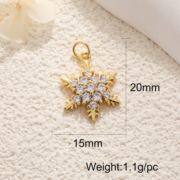 Copper Jewelry Accessories Mini Christmas Pendant With Dripping Oil Elk Snowman Bell And Flower Cartoon Characters