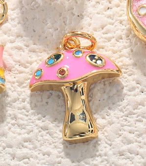 Copper Jewelry Accessories Pendant Exquisite Oil Dripping Candy Cake Dessert Donut Ice Cream Mushroom Shaped Electroplated