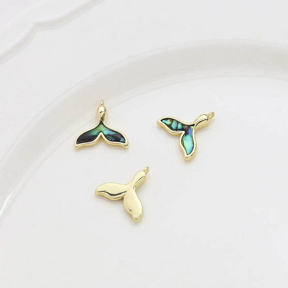 Copper Jewelry Accessories With Abalone Fritillaria Love Man Fish Tail Pendant Diy Handmade Gold Color Electroplated