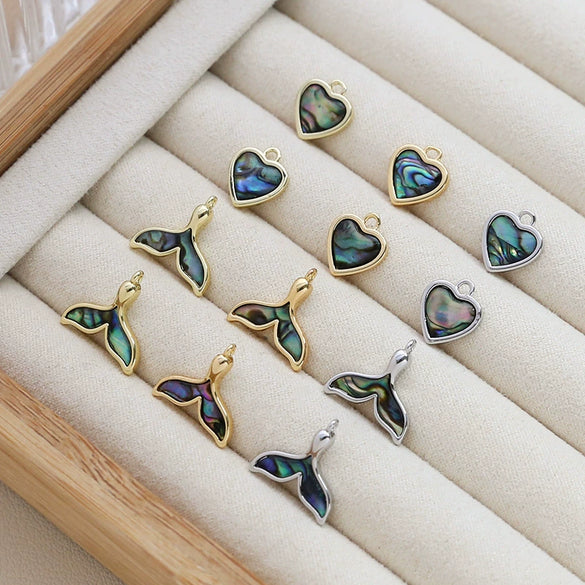 Copper Jewelry Accessories With Abalone Fritillaria Love Man Fish Tail Pendant Diy Handmade Gold Color Electroplated