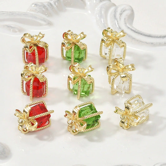 Copper Jewelry Accessories With Geometric Style Electroplated Red And Green Crystal Pendant For Bracelet Necklace Earring