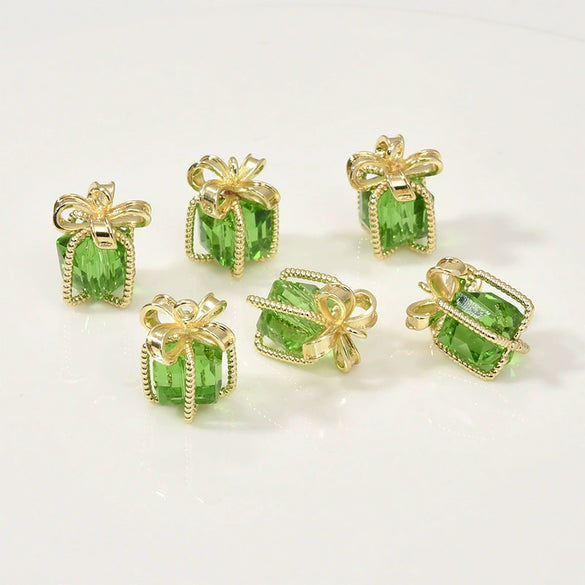 Copper Jewelry Accessories With Geometric Style Electroplated Red And Green Crystal Pendant For Bracelet Necklace Earring