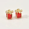 Copper Jewelry Accessories With Geometric Style Electroplated Red And Green Crystal Pendant For Bracelet Necklace Earring