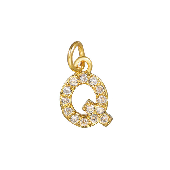 Copper Jewelry Accessories With Goldplated Electroplating Micro Inlaid Zircon And Letter Design