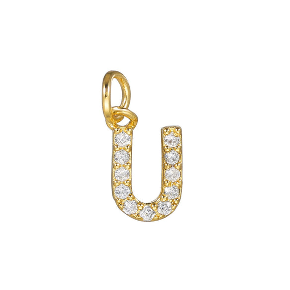 Copper Jewelry Accessories With Goldplated Electroplating Micro Inlaid Zircon And Letter Design