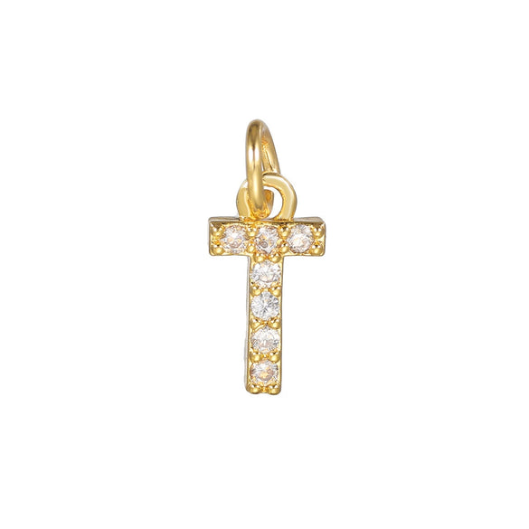 Copper Jewelry Accessories With Goldplated Electroplating Micro Inlaid Zircon And Letter Design