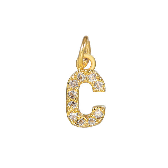 Copper Jewelry Accessories With Goldplated Electroplating Micro Inlaid Zircon And Letter Design