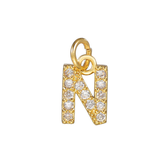 Copper Jewelry Accessories With Goldplated Electroplating Micro Inlaid Zircon And Letter Design