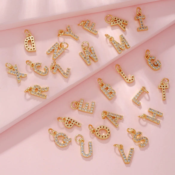 Copper Jewelry Accessories With Goldplated Electroplating Micro Inlaid Zircon And Letter Design