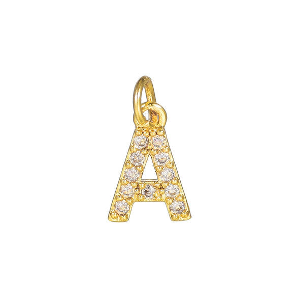 Copper Jewelry Accessories With Goldplated Electroplating Micro Inlaid Zircon And Letter Design