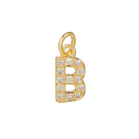 Copper Jewelry Accessories With Goldplated Electroplating Micro Inlaid Zircon And Letter Design