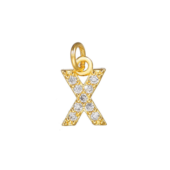 Copper Jewelry Accessories With Goldplated Electroplating Micro Inlaid Zircon And Letter Design