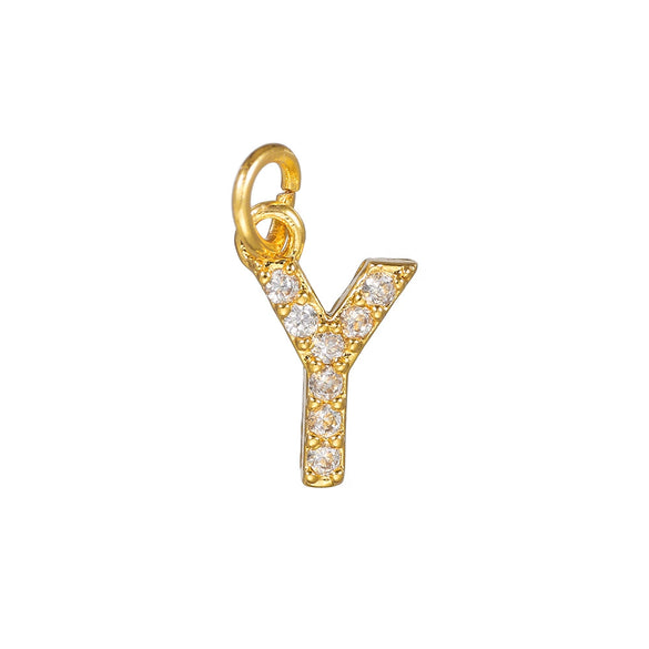 Copper Jewelry Accessories With Goldplated Electroplating Micro Inlaid Zircon And Letter Design