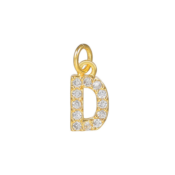 Copper Jewelry Accessories With Goldplated Electroplating Micro Inlaid Zircon And Letter Design