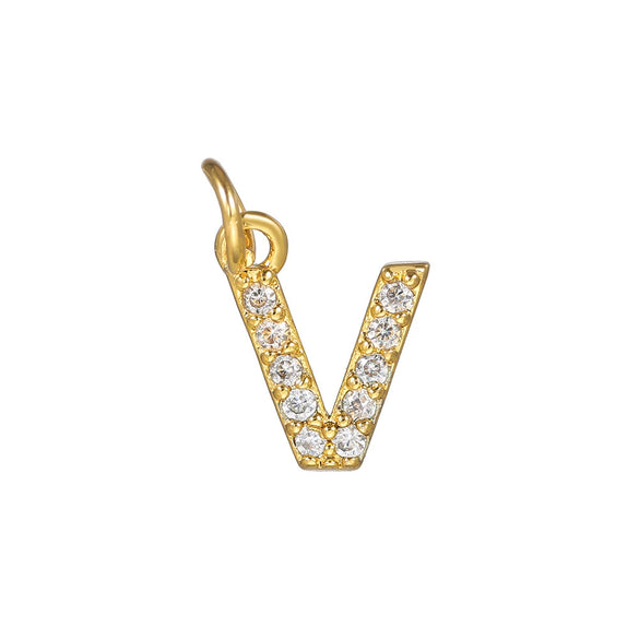 Copper Jewelry Accessories With Goldplated Electroplating Micro Inlaid Zircon And Letter Design
