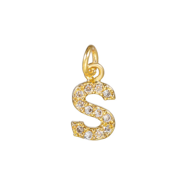 Copper Jewelry Accessories With Goldplated Electroplating Micro Inlaid Zircon And Letter Design