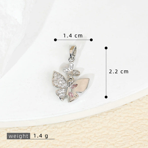 Copper Jewelry Accessories With Zircon Butterfly Pendant Inlaid Stone Electroplated Cartoon And Animal Style