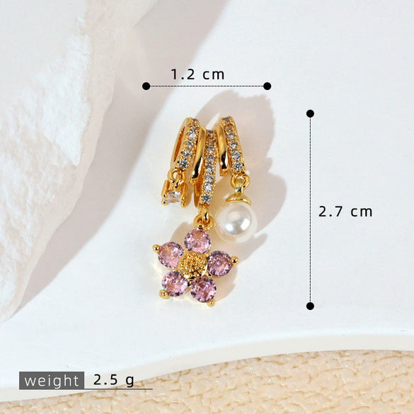 Copper Jewelry Diy Accessories Inlaid Zircon Tassel Spacer Beads Crystal Necklace Bracelet Electroplated Minimalist Plants Flowers Style