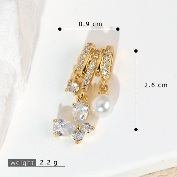 Copper Jewelry Diy Accessories Inlaid Zircon Tassel Spacer Beads Crystal Necklace Bracelet Electroplated Minimalist Plants Flowers Style