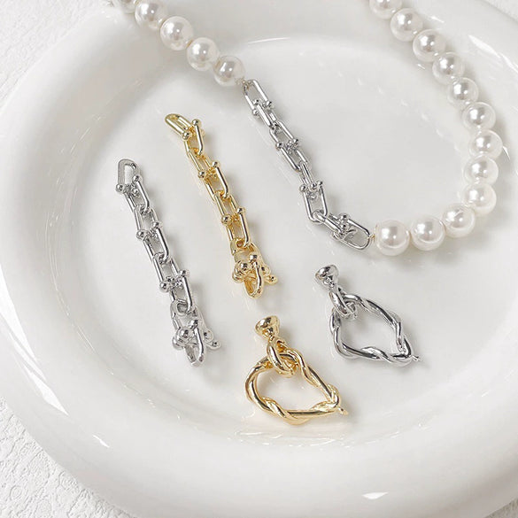 Copper Jewelry Line Pattern Ushaped Chain Electroplated Pearl Beaded Accessories