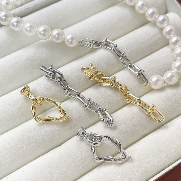 Copper Jewelry Line Pattern Ushaped Chain Electroplated Pearl Beaded Accessories