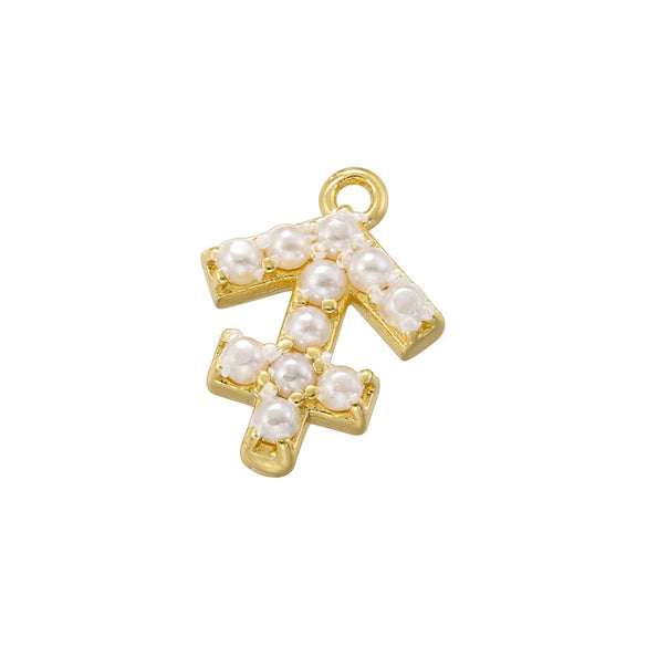 Copper Jewelry Set With Pearl Inlaid Twelve Constellation Pendant Bracelet Necklace And Earrings
