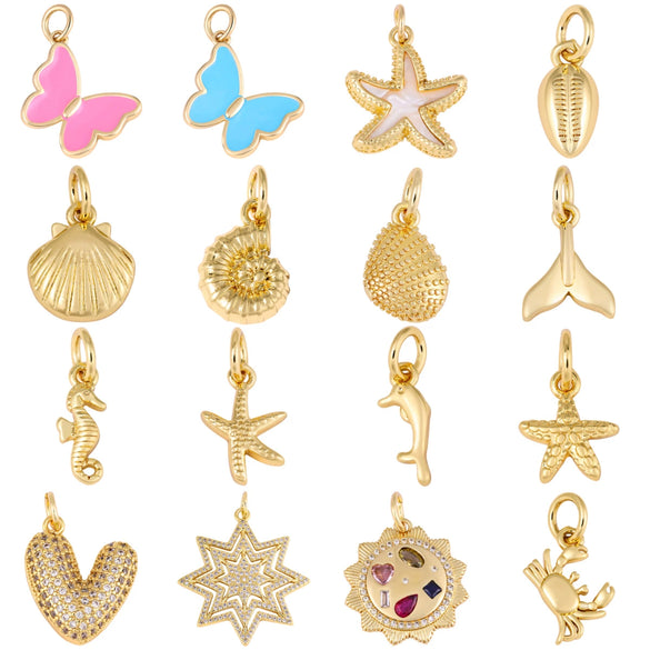 Copper Jewelry Set With Starfish Shell Pendant Electroplated Totem Pattern For Women