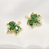 Copper Jewelry With 14K Gold Plated Red Zircon Maple Leaf Pendant Electroplating Treatment Plant Flowers Style