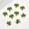 Copper Jewelry With 14K Gold Plated Red Zircon Maple Leaf Pendant Electroplating Treatment Plant Flowers Style