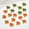 Copper Jewelry With 14K Gold Plated Red Zircon Maple Leaf Pendant Electroplating Treatment Plant Flowers Style