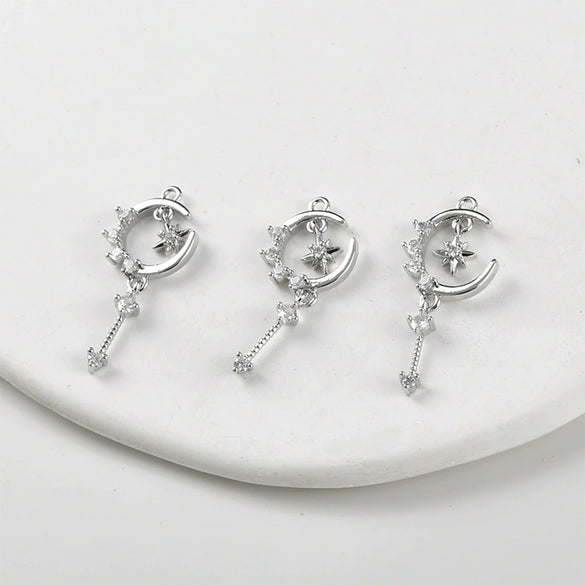 Copper Jewelry With Moon Star Inlaid Zircon Electroplated Pendant Accessories