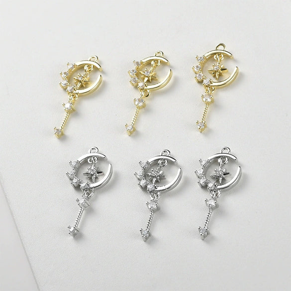 Copper Jewelry With Moon Star Inlaid Zircon Electroplated Pendant Accessories
