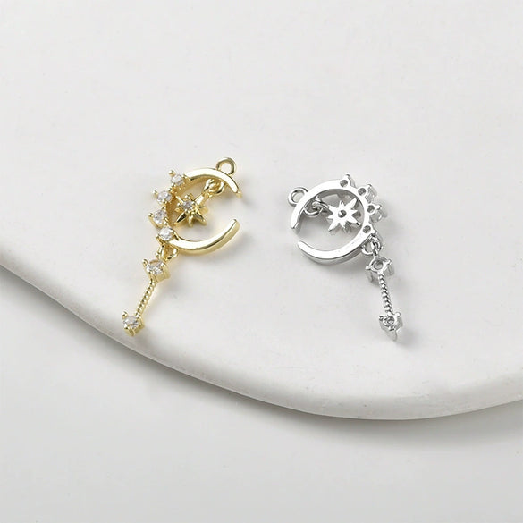 Copper Jewelry With Moon Star Inlaid Zircon Electroplated Pendant Accessories