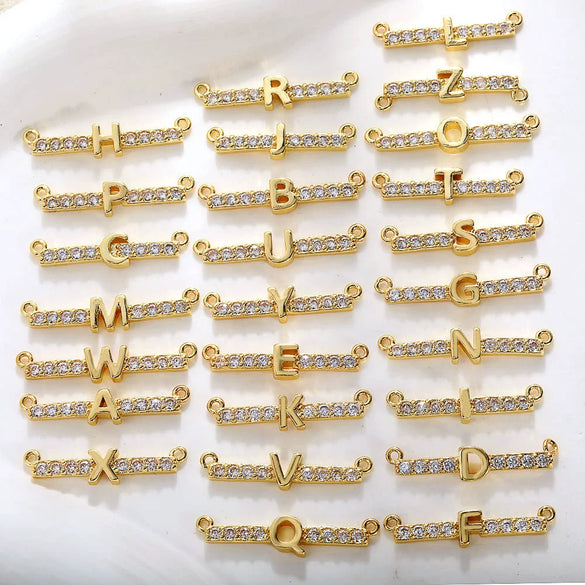 Copper Jewelry With Zircon Inlaid Letters Numbers Text Style Double Hanging Bracelet Necklace