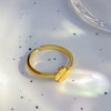 Copper 18K Gold Plated Fourleaf Clover Flower Women's Fashion Open Finger Ring