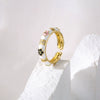 Copper 18K Gold Plated Geometric Dripping Flower Ring For Women With Micro Inlay